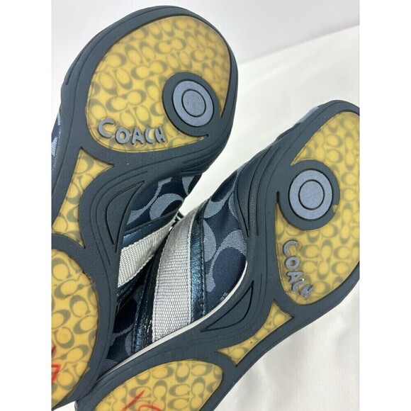 Coach Jayme Sneakers Blue 5.5 M Logo Print Retro Style Low Profile - Picture 7 of 8